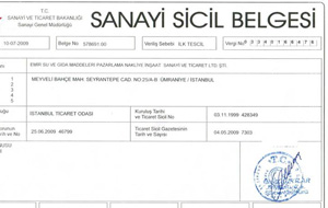 Sanayi Sicil Belgesi